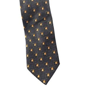 Ermenegildo Zegna Men's Necktie Gray with Square Geometric Design‎
